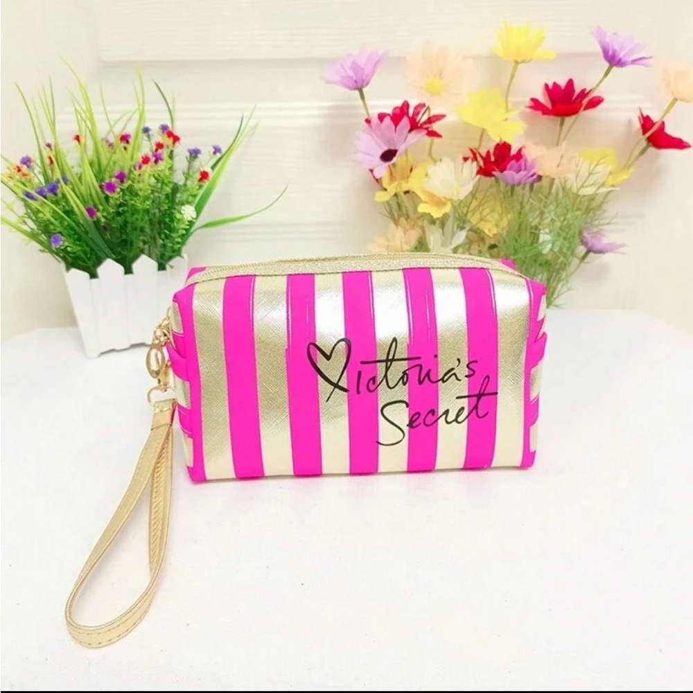 - 1Pc Streak Striped Makeup Bag Mini Cosmetic Organizer Pouch Lipstick